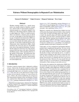 Fairness Without Demographics in Repeated Loss Minimization