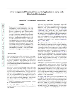 Error Compensated Quantized SGD and its Applications to Large-scale
  Distributed Optimization