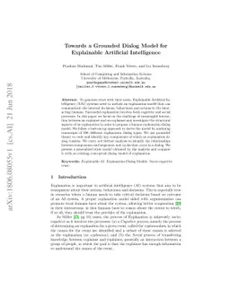 Towards a Grounded Dialog Model for Explainable Artificial Intelligence