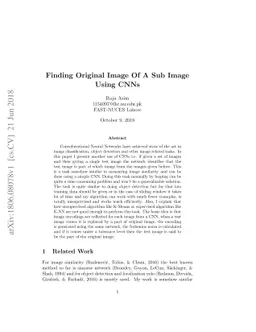 Finding Original Image Of A Sub Image Using CNNs