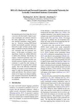 BFGAN: Backward and Forward Generative Adversarial Networks for
  Lexically Constrained Sentence Generation