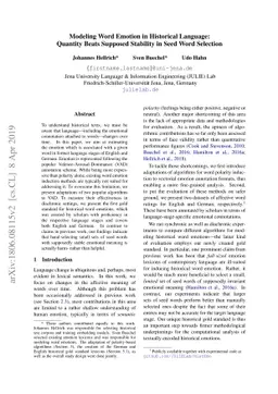 Modeling Word Emotion in Historical Language: Quantity Beats Supposed
  Stability in Seed Word Selection