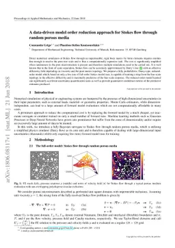 A data-driven model order reduction approach for Stokes flow through
  random porous media