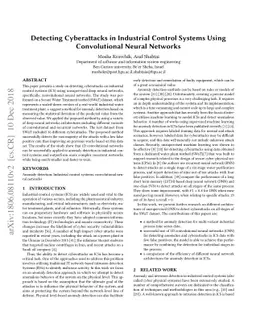 Detecting Cyberattacks in Industrial Control Systems Using Convolutional
  Neural Networks