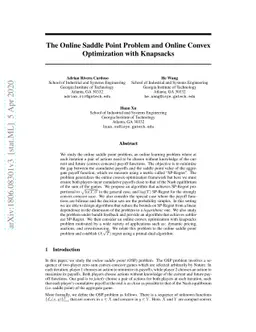 The Online Saddle Point Problem and Online Convex Optimization with
  Knapsacks