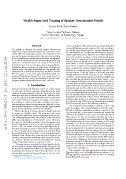 Weakly Supervised Training of Speaker Identification Models