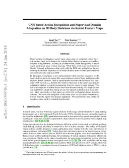 CNN-based Action Recognition and Supervised Domain Adaptation on 3D Body
  Skeletons via Kernel Feature Maps