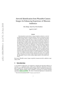 Artwork Identification from Wearable Camera Images for Enhancing
  Experience of Museum Audiences