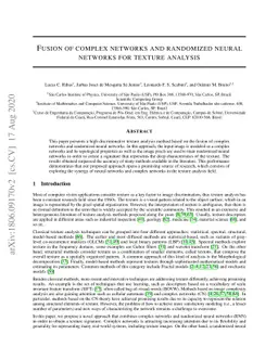 Fusion of complex networks and randomized neural networks for texture
  analysis