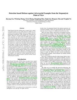Detection based Defense against Adversarial Examples from the
  Steganalysis Point of View
