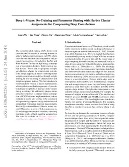 Deep $k$-Means: Re-Training and Parameter Sharing with Harder Cluster
  Assignments for Compressing Deep Convolutions