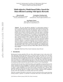 Multi-objective Model-based Policy Search for Data-efficient Learning
  with Sparse Rewards