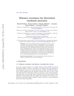 Distance covariance for discretized stochastic processes