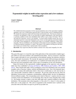 Exponential weights in multivariate regression and a low-rankness
  favoring prior