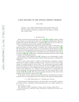 Optimal Seeding and Self-Reproduction from a Mathematical Point of View