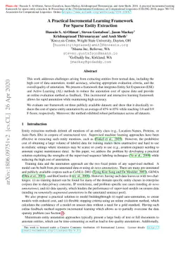 A Practical Incremental Learning Framework For Sparse Entity Extraction