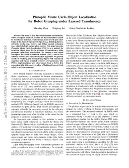 Plenoptic Monte Carlo Object Localization for Robot Grasping under
  Layered Translucency