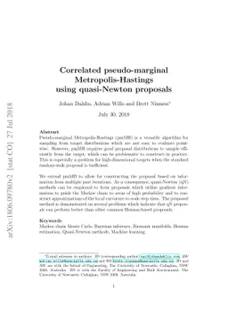 Correlated pseudo-marginal Metropolis-Hastings using quasi-Newton
  proposals