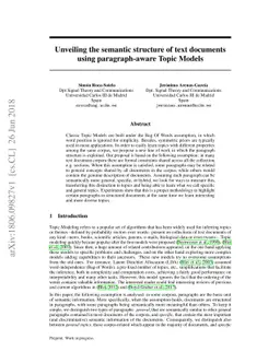 Unveiling the semantic structure of text documents using paragraph-aware
  Topic Models