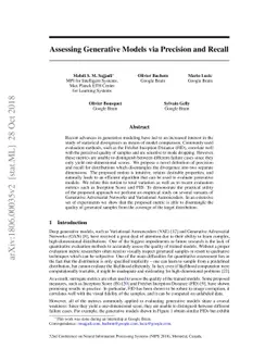 Assessing Generative Models via Precision and Recall