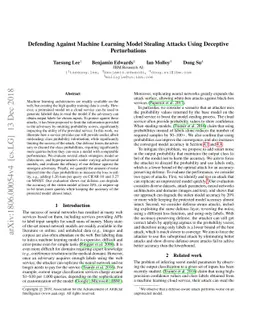 Defending Against Machine Learning Model Stealing Attacks Using
  Deceptive Perturbations
