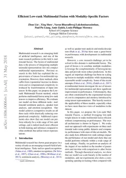 Efficient Low-rank Multimodal Fusion with Modality-Specific Factors