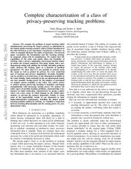 Complete characterization of a class of privacy-preserving tracking
  problems