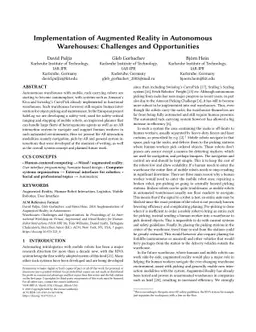 Implementation of Augmented Reality in Autonomous Warehouses: Challenges
  and Opportunities