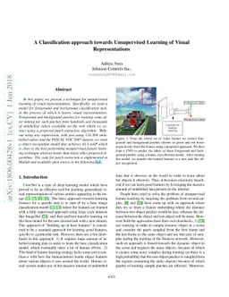 A Classification approach towards Unsupervised Learning of Visual
  Representations