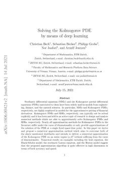 Solving the Kolmogorov PDE by means of deep learning