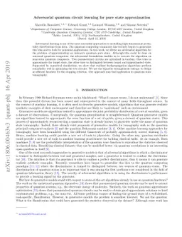 Adversarial quantum circuit learning for pure state approximation