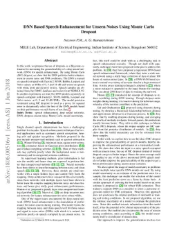 DNN Based Speech Enhancement for Unseen Noises Using Monte Carlo Dropout