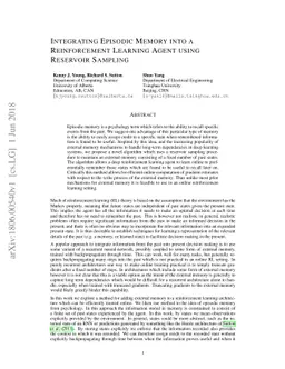 Integrating Episodic Memory into a Reinforcement Learning Agent using
  Reservoir Sampling