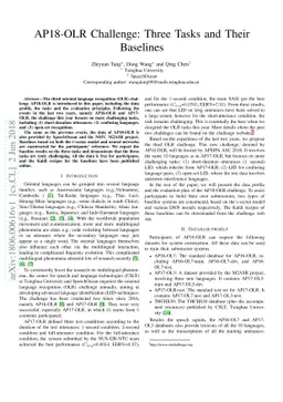 AP18-OLR Challenge: Three Tasks and Their Baselines