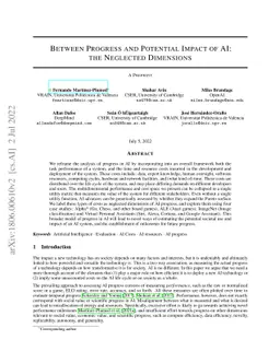 Between Progress and Potential Impact of AI: the Neglected Dimensions