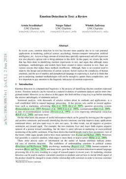 Emotion Detection in Text: a Review