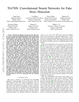 TI-CNN: Convolutional Neural Networks for Fake News Detection
