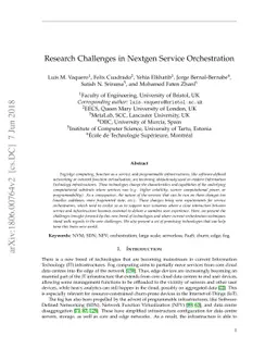 Research Challenges in Nextgen Service Orchestration