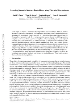 Learning Semantic Sentence Embeddings using Sequential Pair-wise
  Discriminator