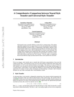 A Comprehensive Comparison between Neural Style Transfer and Universal
  Style Transfer