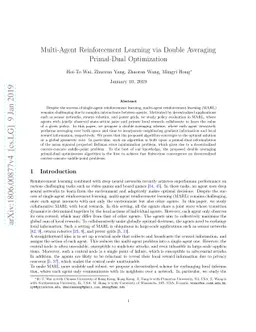 Multi-Agent Reinforcement Learning via Double Averaging Primal-Dual
  Optimization