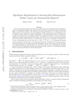 Algorithmic Regularization in Learning Deep Homogeneous Models: Layers
  are Automatically Balanced