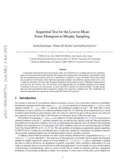 Sequential Test for the Lowest Mean: From Thompson to Murphy Sampling