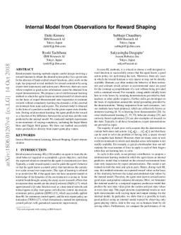 Internal Model from Observations for Reward Shaping