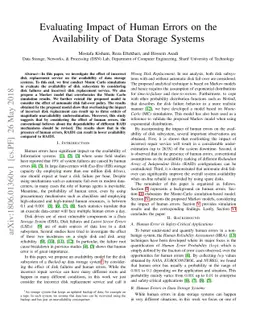 Evaluating Impact of Human Errors on the Availability of Data Storage
  Systems