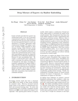Deep Mixture of Experts via Shallow Embedding