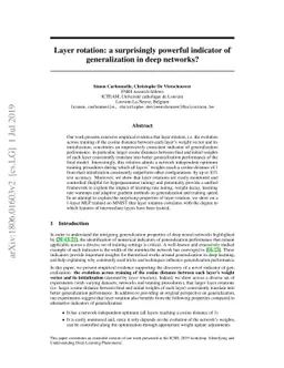 Layer rotation: a surprisingly powerful indicator of generalization in
  deep networks?