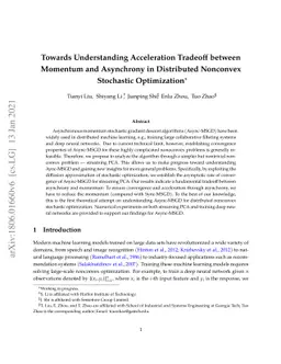 Towards Understanding Acceleration Tradeoff between Momentum and
  Asynchrony in Nonconvex Stochastic Optimization