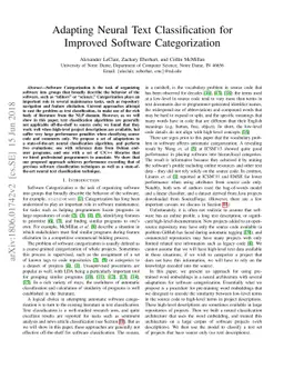 Adapting Neural Text Classification for Improved Software Categorization