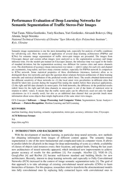Performance Evaluation of Deep Learning Networks for Semantic
  Segmentation of Traffic Stereo-Pair Images